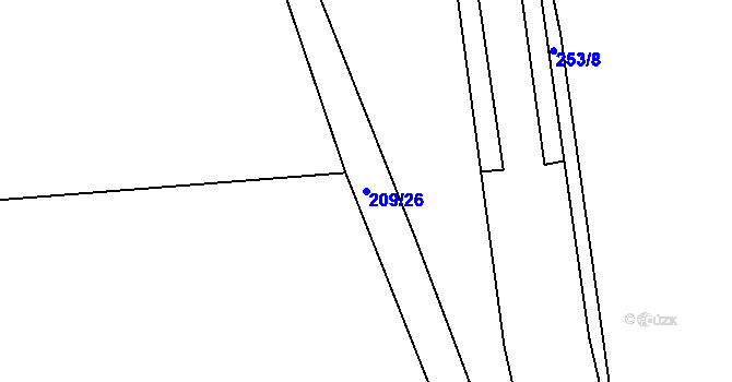 Parcela st. 209/26 v KÚ Hořepník, Katastrální mapa