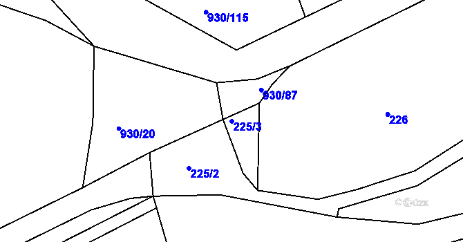 Parcela st. 225/3 v KÚ Hořepník, Katastrální mapa
