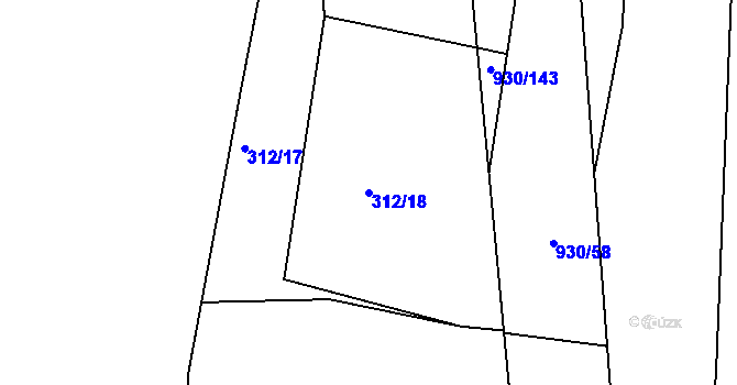 Parcela st. 312/18 v KÚ Hořepník, Katastrální mapa