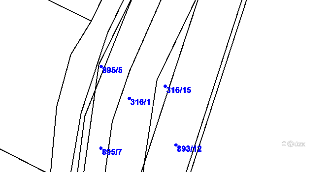 Parcela st. 316/15 v KÚ Hořepník, Katastrální mapa