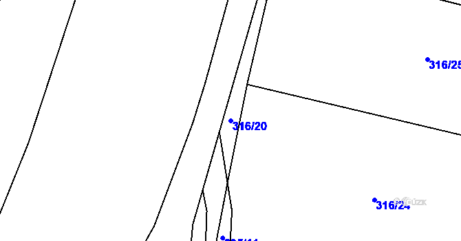 Parcela st. 316/20 v KÚ Hořepník, Katastrální mapa