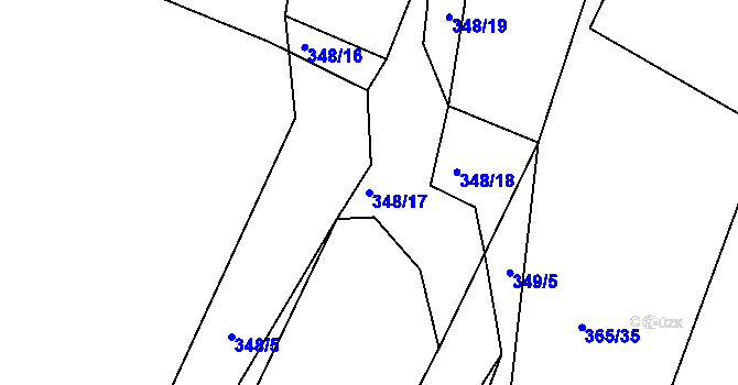 Parcela st. 348/17 v KÚ Hořepník, Katastrální mapa
