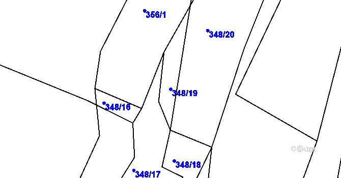 Parcela st. 348/19 v KÚ Hořepník, Katastrální mapa