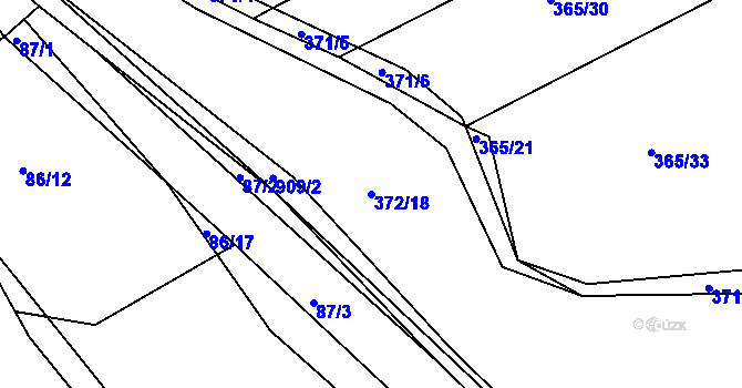 Parcela st. 372/18 v KÚ Hořepník, Katastrální mapa