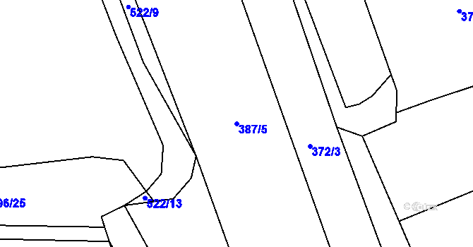 Parcela st. 387/5 v KÚ Hořepník, Katastrální mapa
