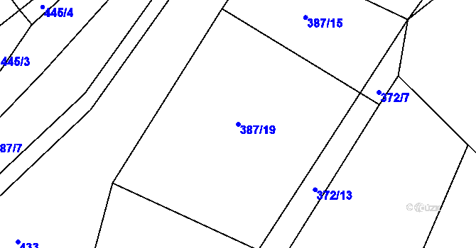 Parcela st. 387/19 v KÚ Hořepník, Katastrální mapa