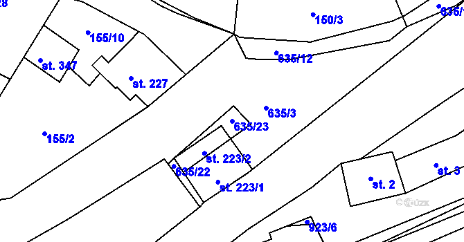 Parcela st. 635/23 v KÚ Hořepník, Katastrální mapa