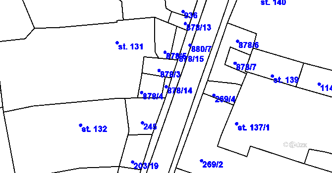 Parcela st. 878/14 v KÚ Hořepník, Katastrální mapa