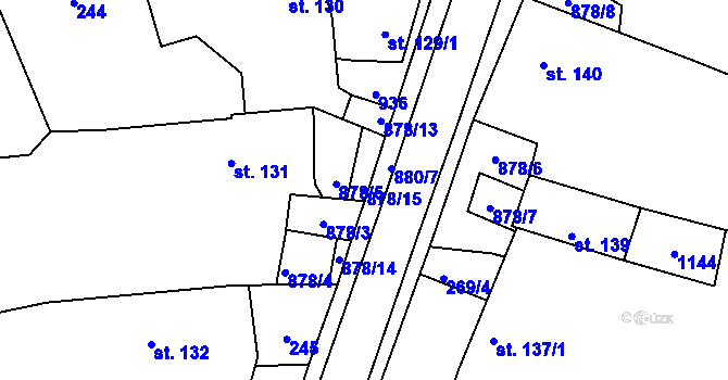 Parcela st. 878/15 v KÚ Hořepník, Katastrální mapa