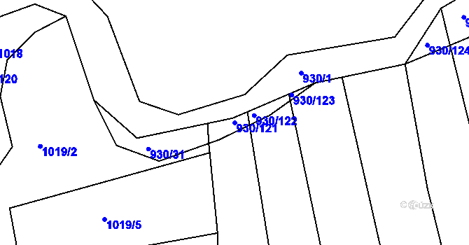 Parcela st. 930/121 v KÚ Hořepník, Katastrální mapa