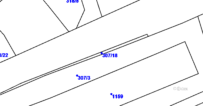 Parcela st. 307/18 v KÚ Hořepník, Katastrální mapa