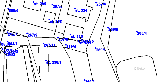 Parcela st. 491 v KÚ Hořepník, Katastrální mapa