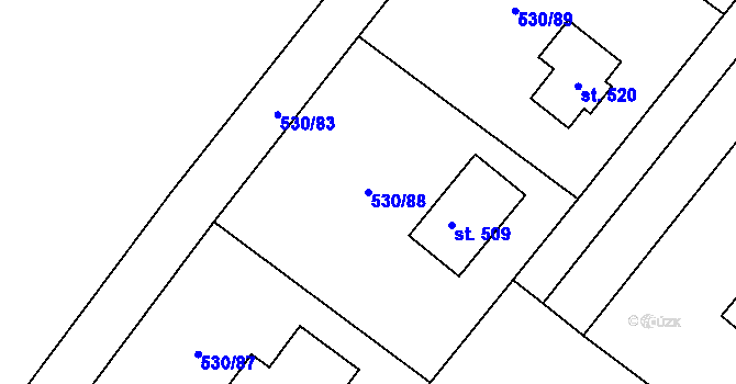 Parcela st. 530/88 v KÚ Hořepník, Katastrální mapa