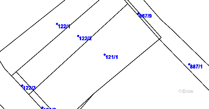 Parcela st. 121/1 v KÚ Hořepník, Katastrální mapa