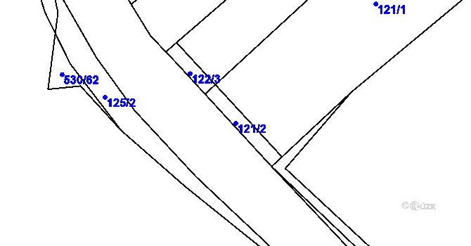 Parcela st. 121/2 v KÚ Hořepník, Katastrální mapa