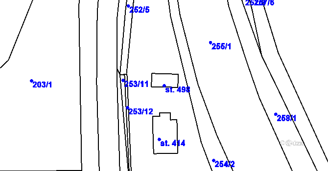 Parcela st. 498 v KÚ Hořepník, Katastrální mapa