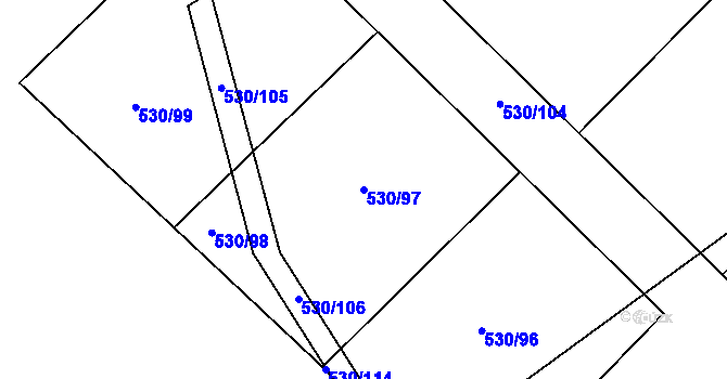 Parcela st. 530/97 v KÚ Hořepník, Katastrální mapa