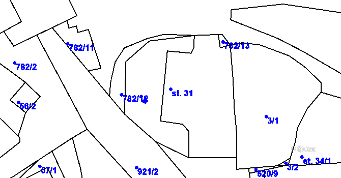 Parcela st. 31 v KÚ Rovná u Hořepníku, Katastrální mapa