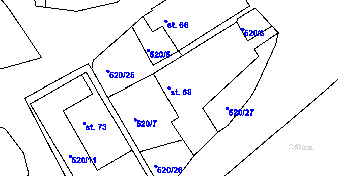 Parcela st. 68 v KÚ Rovná u Hořepníku, Katastrální mapa