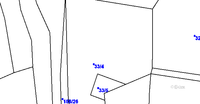 Parcela st. 33/4 v KÚ Rovná u Hořepníku, Katastrální mapa