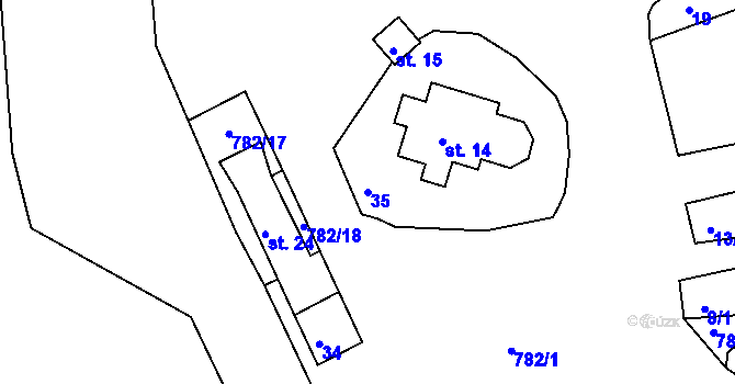 Parcela st. 35 v KÚ Rovná u Hořepníku, Katastrální mapa