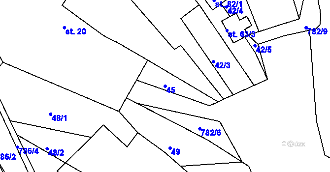 Parcela st. 45 v KÚ Rovná u Hořepníku, Katastrální mapa
