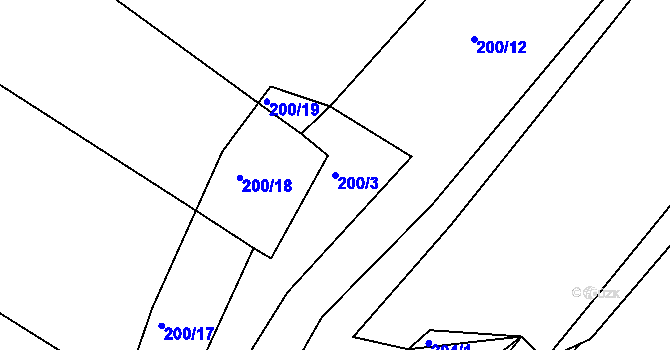 Parcela st. 200/3 v KÚ Rovná u Hořepníku, Katastrální mapa