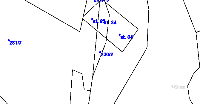 Parcela st. 230/2 v KÚ Rovná u Hořepníku, Katastrální mapa