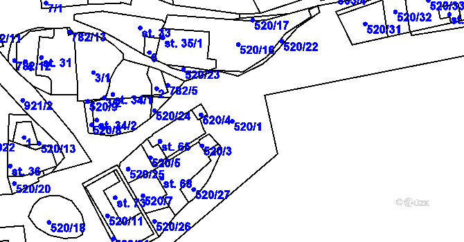 Parcela st. 520/1 v KÚ Rovná u Hořepníku, Katastrální mapa