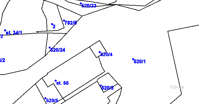 Parcela st. 520/4 v KÚ Rovná u Hořepníku, Katastrální mapa