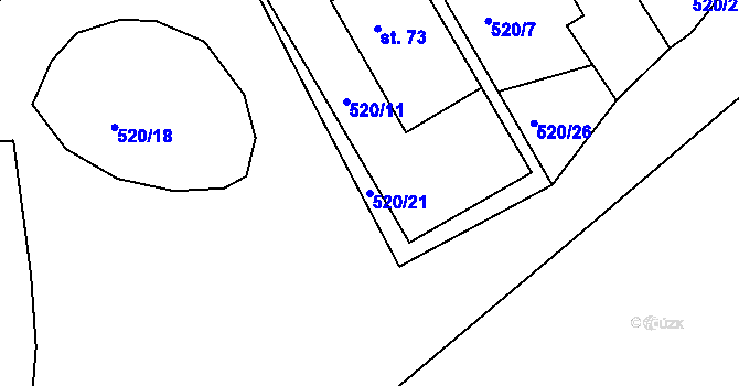 Parcela st. 520/21 v KÚ Rovná u Hořepníku, Katastrální mapa