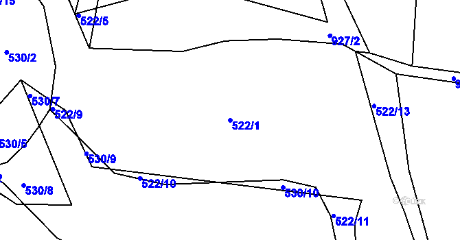 Parcela st. 522/1 v KÚ Rovná u Hořepníku, Katastrální mapa