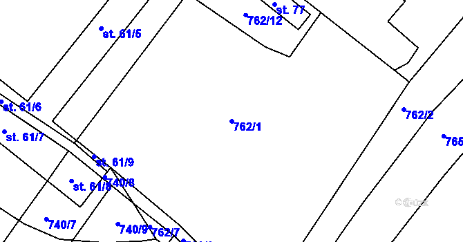 Parcela st. 762/1 v KÚ Rovná u Hořepníku, Katastrální mapa