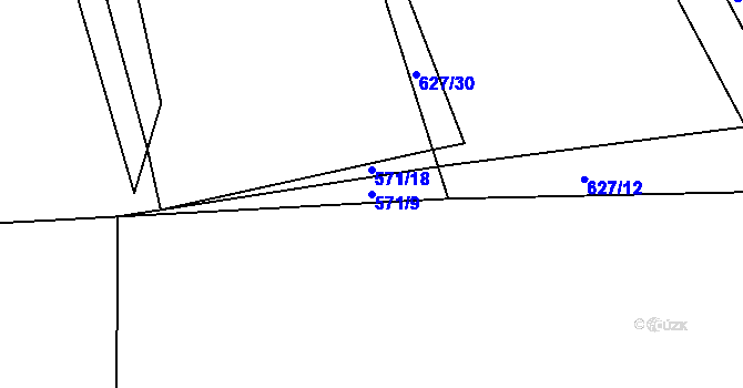 Parcela st. 571/9 v KÚ Rovná u Hořepníku, Katastrální mapa