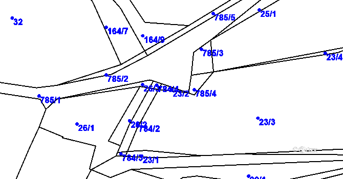 Parcela st. 23/2 v KÚ Rovná u Hořepníku, Katastrální mapa