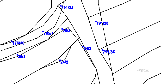 Parcela st. 24/3 v KÚ Rovná u Hořepníku, Katastrální mapa