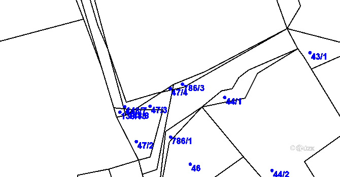 Parcela st. 47/4 v KÚ Rovná u Hořepníku, Katastrální mapa