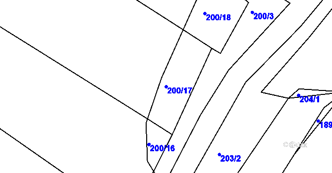 Parcela st. 200/17 v KÚ Rovná u Hořepníku, Katastrální mapa