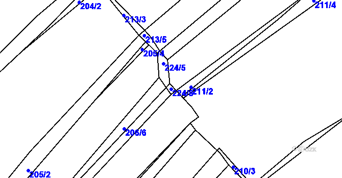 Parcela st. 224/8 v KÚ Rovná u Hořepníku, Katastrální mapa