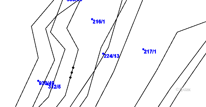 Parcela st. 224/13 v KÚ Rovná u Hořepníku, Katastrální mapa