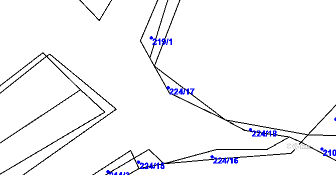 Parcela st. 224/17 v KÚ Rovná u Hořepníku, Katastrální mapa