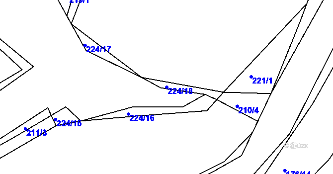 Parcela st. 224/18 v KÚ Rovná u Hořepníku, Katastrální mapa