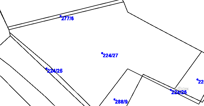 Parcela st. 224/27 v KÚ Rovná u Hořepníku, Katastrální mapa