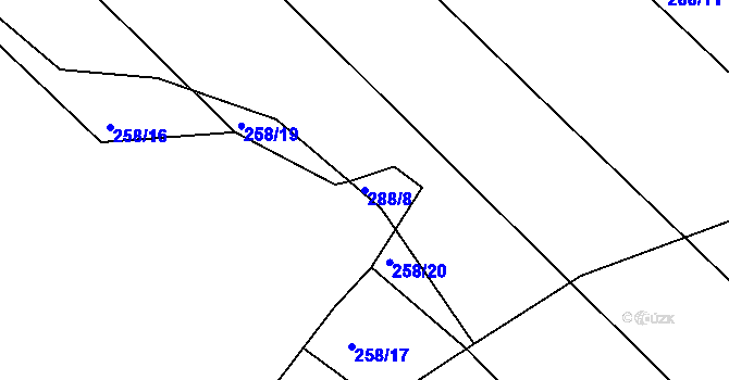 Parcela st. 288/8 v KÚ Rovná u Hořepníku, Katastrální mapa