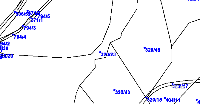 Parcela st. 320/23 v KÚ Rovná u Hořepníku, Katastrální mapa