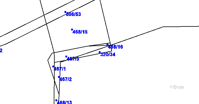 Parcela st. 320/34 v KÚ Rovná u Hořepníku, Katastrální mapa