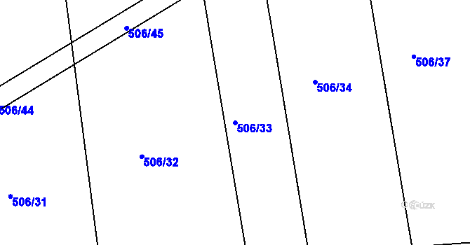Parcela st. 506/33 v KÚ Rovná u Hořepníku, Katastrální mapa