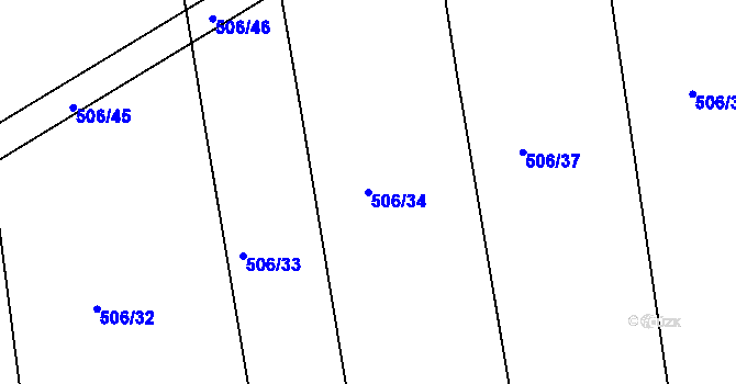 Parcela st. 506/34 v KÚ Rovná u Hořepníku, Katastrální mapa