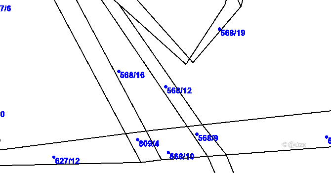 Parcela st. 568/12 v KÚ Rovná u Hořepníku, Katastrální mapa