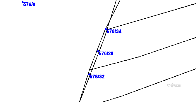 Parcela st. 576/28 v KÚ Rovná u Hořepníku, Katastrální mapa